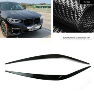 BMW X3 G01 F97 X3M 2018-2021 ヘッドライト アイブロウ ヘッドランプ トリム フロント ヘッドライト カバー カーボンランプ眉 ステッカー