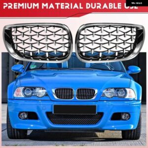 BMW ペアクロームダイヤモンドフロント グリル キドニー グリル L + R E46 4ドアセダン 2002-2005