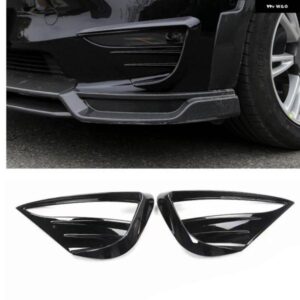 テスラ フロント フォグライト カバー トリム モデルY 2020-2023 カーボンルック/グロスブラックサイド バンパー エアベント インテー