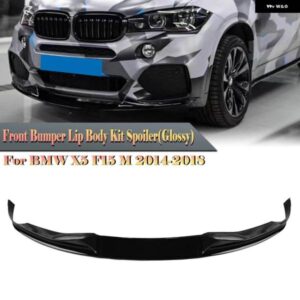 BMW X5 F15 M スポーツ 2014-18 フロント バンパー リップ スポイラー グロスブラック/カーボンルックスプリッターブレード プロテクター