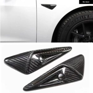 テスラ モデル3 モデルY 2020-23 カーボンフロントサイドフェンダーランプ ウィンカーライト カバー トリム ベゼル フレーム シェル
