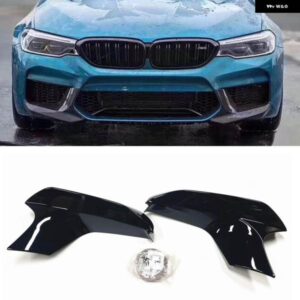 BMW F90 M5 2018-22 フロント バンパー サイドスプリッターカバー リップグロスブラック フォグランプ エアベント スポイラー インテーク フレーム