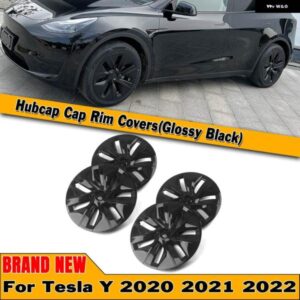 テスラ 4ピース 19インチ ホイールホイールキャップハブキャップカバー モデルY 2020 2021 2022 -2024 4ドア LR-097