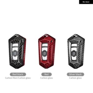BMW 1-6シリーズ F30 F32 F22 F10 F80 F82 自動リモートスマートキーシェル FOB キャップ トリム 高級カーボンブラック/レッドケースカバー