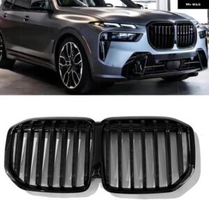 BMW X7 G07 2023-2024 黒フロントキドニー グリル レーシング グリル シングルスラット スタイル 車アッパー バンパー フードメッシュ グリッド
