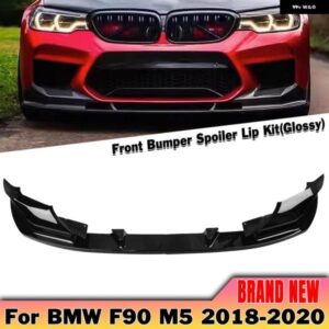 BMW F90 M5 ビレット 2018 2019 2020 フロント バンパー スポイラー リップカーボンルック/グロスブラックアンダースプリッターボディ プロテクター