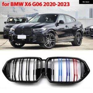 BMW X6 G06 2020-23 オートアクセサリー ABS カー スタイリング フロントキドニー グリル デュアルスラット グリル