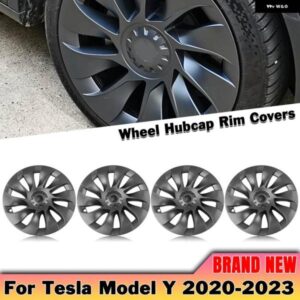 テスラ 4ピース 20インチ ホイールカバー ホイールキャップリムカバー モデルY 2020 2021 2022-2024 旋風 スタイル グレー