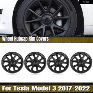 テスラ モデル3 2017-2023 18インチ ホイールカバー ホイールキャップリムカバー ブレード スタイル DIY 18インチ マットブラッ