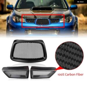 スバル 3個 フロント グリル インプレッサ 9TH WRX STI 2006-2007 カーボン車アッパー バンパー エアベント 吸気フードメ