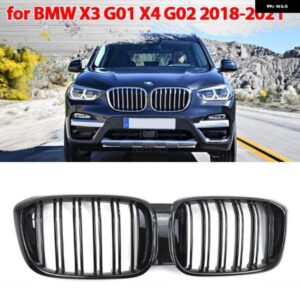 BMW X3 G01 X4 G02 2018-21 ニュールック車 スタイル グロスブラックフロントキドニーダブルスラット グリル