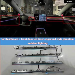 テスラ モデル3/Y レーザー彫刻 スタイル LED センター コンソール ダッシュボード アンビエントライト インテリア カラフルな LED ア