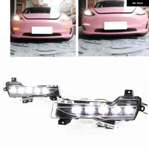 テスラ モデル3 モデルY 2017-2022 LED フロント バンパー フォグライト デイタイム ランニングランプウィンカー駆動インジケータ
