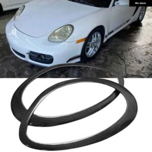 ポルシェ 987 S ケイマンボクスター 2005-2008 ヘッドライト アイブロウ ヘッドランプ トリム カーボンフロント ヘッドライト ランプ