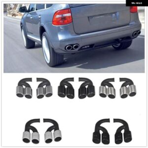 ポルシェ マフラー先端 パイプ カイエン S V6/V8 2011-2014 ブラック/リアエア アウトレット ベント サイレンサー 排気テール パ