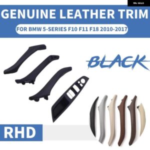 BMW 4/7個 本革 右ハンドル RHD 5シリーズ F10 F11 F18 52 黒 インテリアドアハンドル インナー パネル プル トリム
