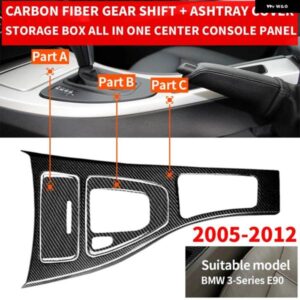 BMW LHD リアル 3 K カーボンインナー コンソール センター パネル E90 3シリーズ ギア シフター 灰皿カバー トリム 2005-2012 左手用