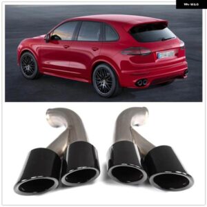 ポルシェ カイエン V6 2015-2017 チタンブラック GTS スタイル リアマフラーヒント パイプ エア アウトレット ベント排気テール パ