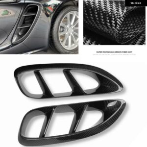 ポルシェ サイド エアベント アウトカバー トリム 718 ボクスターケイマン 2016-2021 カーボンフローフェンダー バンパー ダクト吸気