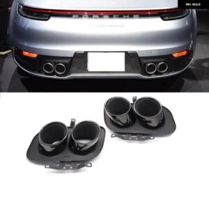 ポルシェ 992 カレラ S 2019-23 専用チタンブラック/マフラー パイプ 排気先端リアベント アウトレット テール パイプ