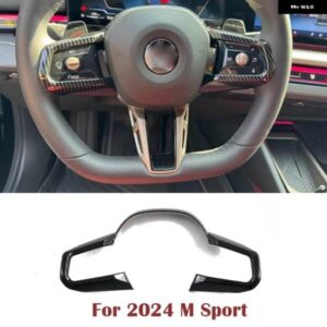 BMW 5シリーズ G60 2024 2025 M スポーツ ABS カーボン ステアリングホイール トリム 方向 制御 ボタン フレーム カバー アクセサリー