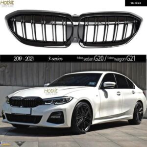 BMW G20 グリル 2 スラット グレージング ブラック フロント グリル 3シリーズ 4 ドア セダン G20 5 ドア ワゴン G21 M3 ではありません 2019 - 2021