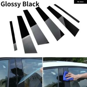 BMW カーボンブラックピラー ポスト窓ドアトリム ステッカー カバー キット オートスタイリング 3シリーズ F30 セダン 2012-2016 2017 2018 - Glossy Black