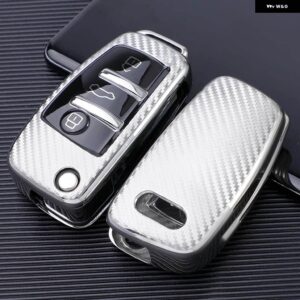 アウディ TPU カーボンキーケース A1 A3 8P A4 A5 A6 C7 A7 S3 S7 S8 R8 Q2 Q3 Q5 Q7 Q8 SQ5 TT RS3 RS6 - Silver