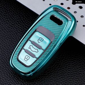 アウディ カーボンソフト TPU 車リモートキーケースカバー ホルダー シェル FOB A4 A1 A3 S4 B7 B8 A6 A5 A7 A8 Q5 S5 S6 Q7 - Green