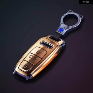 アウディ リモートキーケースカバー シェル A3 A4 A6 A7 A8 B9 C8 D5 4 18K S8 Q7 Q8 SQ8 E-TRON 2018-21 - gold keychain
