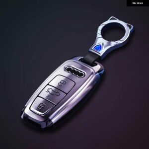 アウディ リモートキーケースカバー シェル A3 A4 A6 A7 A8 B9 C8 D5 4 18K S8 Q7 Q8 SQ8 E-TRON 2018-21 - silver keychain