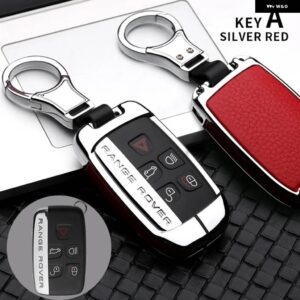 ランドローバー 合金キーケースカバー シェル A9 レンジローバースポーツ EVOQUE フリーランダー 2 ジャガー XE XJ XJL XF C-X16 V12 ギター - KEY A SILVER RED