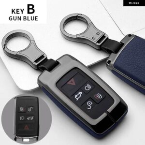 ランドローバー 合金キーケースカバー シェル A9 レンジローバースポーツ EVOQUE フリーランダー 2 ジャガー XE XJ XJL XF C-X16 V12 ギター - KEY B GUN BLUE