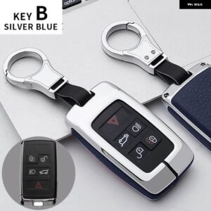 ランドローバー 合金キーケースカバー シェル A9 レンジローバースポーツ EVOQUE フリーランダー 2 ジャガー XE XJ XJL XF C-X16 V12 ギター - KEY B SILVER BLUE