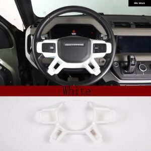 ランドローバー ディフェンダー 90 110 2020-2024 ABS カーボン インテリア ステアリング ホイール 装飾 ステッカー カー - White
