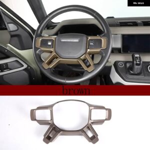 ランドローバー ディフェンダー 90 110 2020-2024 ABS カーボン インテリア ステアリング ホイール 装飾 ステッカー カー - brown