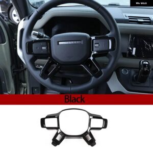 ランドローバー ディフェンダー 90 110 2020-2024 ABS カーボン インテリア ステアリング ホイール 装飾 ステッカー カー - black