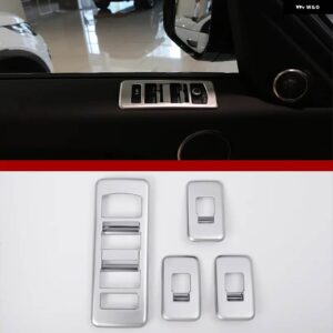 ランドローバー レンジローバースポーツ 2014-2017 ABS ガラスリフトボタン フレーム 装飾 ステッカー インテリア - Style A Silver
