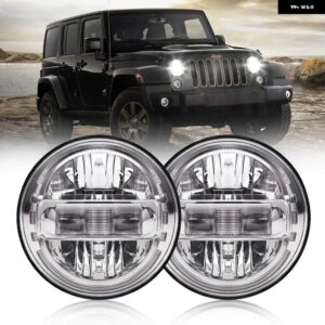 ランドローバー 7 インチ LED ヘッドライト LADA NIVA 4X4 H4 高低ビームラウンド ヘッドランプ 車ランニングライト ジープ ラングラー JK 防衛 - 2PCS Silver