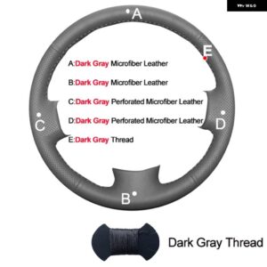 スバル 車ステアリング ホイールカバー フォレスター 2005 - 2007 アウトバックレガシィ 2005 - 2007 編組ステアリング ホ - Dark Gray Leather