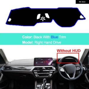 BMW インナーダッシュボード カバー 5シリーズ G30 2017-20 サンシェード クッション サンシェード パッド - RHD No HUD Blue