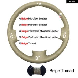 スバル 車ステアリング ホイールカバー レガシィ 2015-2017 アウトバック 2015-2017 XV クロストレック 2016-2017 - Beige Leather