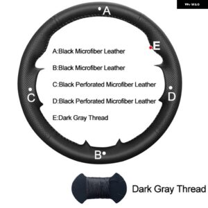 スバル 車ステアリング ホイールカバー レガシィ 2015-2017 アウトバック 2015-2017 XV クロストレック 2016-2017 - Dark Gray Thread