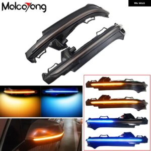 アウディ 1ペア ダイナミック LED ウィンカー ウインカーランプシーケンシャルサイドミラー インジケータ ライト Q5 年度 2018 2019 Q7 4メートル 2016 2017 - Dynamic Blue Yellow