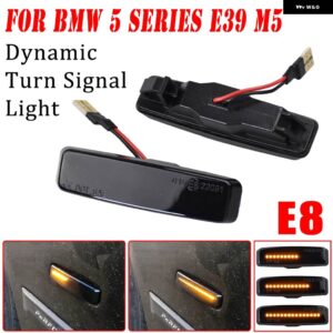 BMW 2個 ダイナミック LED ウィンカー サイド マーカーライト 流れるシーケンシャルウインカーライト 5シリーズ E39 1995-2003 M5 1998-2003 - Dynamic Smoked