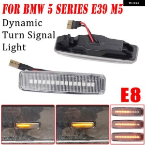 BMW 2個 ダイナミック LED ウィンカー サイド マーカーライト 流れるシーケンシャルウインカーライト 5シリーズ E39 1995-2003 M5 1998-2003 - Dynamic Crystal