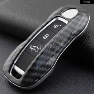 ポルシェ 2017 + カイエン クーペ パナメーラ タイカン 911 カーボンキー FOB ケースカバー チェーンリングホルダー - NO Keychain