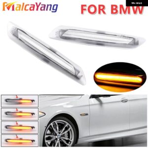 BMW 2X LED シーケンシャルフェンダー インジケータ ーサイドマーカーウインカーウィンカー ライト 5シリーズ F10 F11 528I 528IX 535I 2011 12 2013用 - Crystal Lens