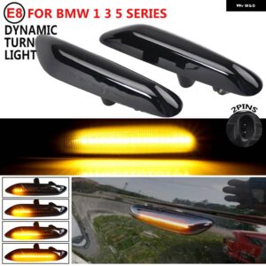 BMW E60 E90 LED サイドマーカーフェンダーランプ E46 E36 E61 E92 E93 X1 E84 X3 ストリーマー LED ダイナミック ウィンカー ライト流れるウインカー - 15 SMD Smoked Black2