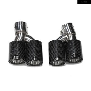 BMW デュアルアウト排気先端カーボンマフラー 先端 H 形状テールパイプ 525I 528I 530I G30 G31 2018 + 5シリーズ 排気先端ノズル - Carbon　Fiber　F